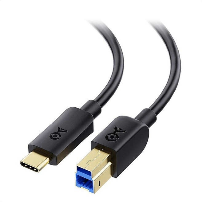 Cable Matters 짧은 USB C to USB B 3.0 케이블 - 0.3m(1피트) USBB to USBC 케이블 타입 B 3.0 커넥터 포함 블랙, 1 Ft
