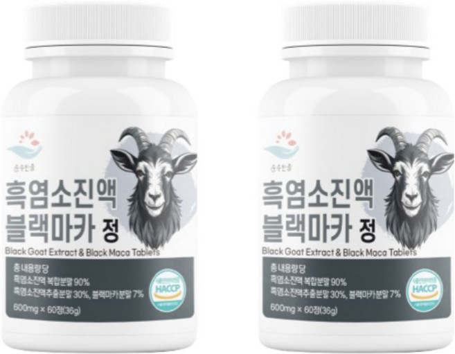 흑염소진액 자연방목 블랙마카 분말 흑마늘 생강 정제어유 발효우슬 정, 2개, 60정