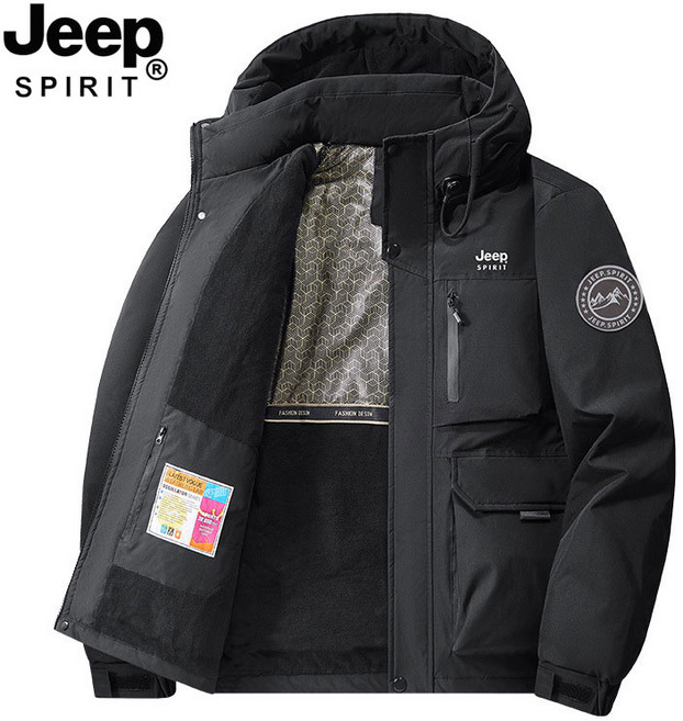 지프스피릿 남성용 가을 겨울 기모안감 점퍼 따뜻한 솜옷 재킷 아웃도어 후드자켓 JP99668
