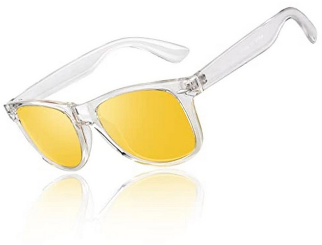 LINVO 남성용 편광 선글라스 운전용 선글라스 쉐이드 80년대 레트로 스타일 디자인 스퀘어 매트 화이트 프레임 | 스모크 렌즈