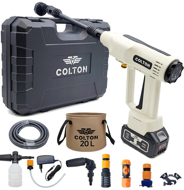 콜튼 무선 고압세척기 초강력 고압세차기 농약분무기 농약살포기 압축분무기 5000mAh, CT-40, 네츄럴화이트
