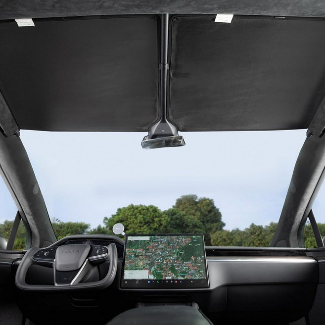TPATS Tesla Model X 2021-2026용 유리 지붕 선쉐이드 업그레이드 스 벨벳 정적 핏 커버 접이식 단열 쉴드와 수납 가방갭 없음 처짐 99% 자외선 차단