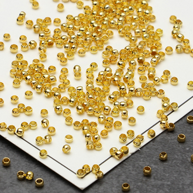 여고니야 누름볼 2mm 비즈고정 팔찌 만들기 200P, 200개, 골드
