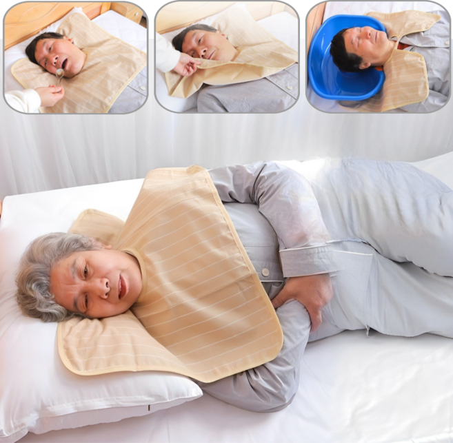 루미먼트 노인 환자 간병 성인용 턱받이 앞치마, 1개, 카멜