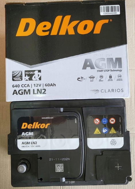 델코 AGM LN2 60AH 자동차 배터리 차량용 배터리 아반떼 AD 벨로스터 코나(가솔린) 프라이드 스파크, 1개, 공구대여 X + 폐배터리반납 O