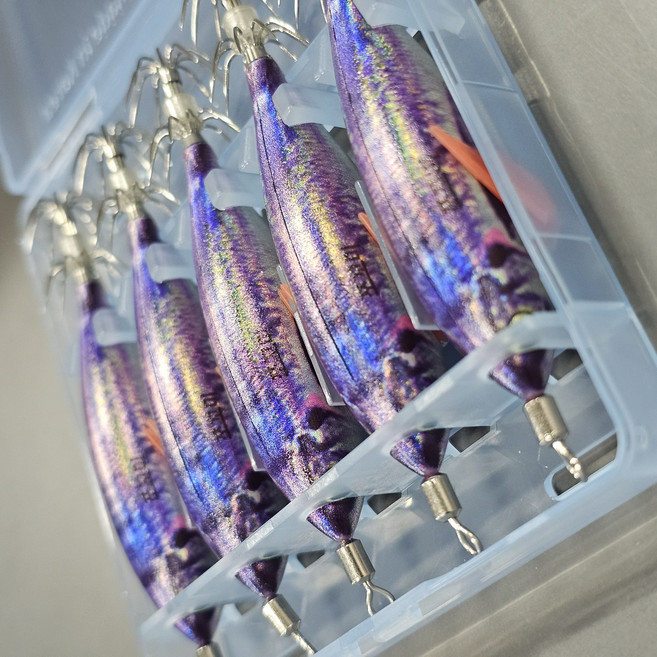 씨넥스(SEANEX) 쪼꼬미500에기 25년 칼라전갱이5종세트 형광도료(케이무라) 갑오징어 낚시 선상낚시, 1세트, 5.3g, J545_25년 칼라전갱이 퍼플(5개)