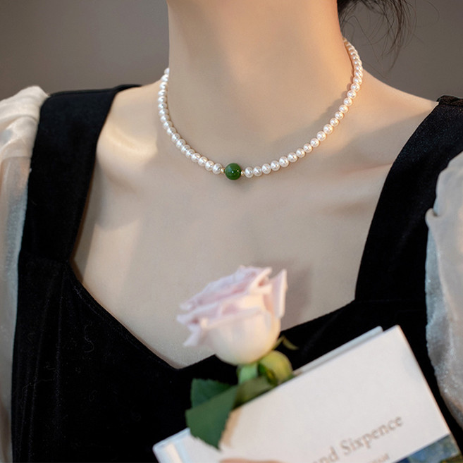 FANSYLI 진주 목걸이 10MM 도금 여성 패션 목걸이 어버이날 발렌타인데이 기념일 선물05F29