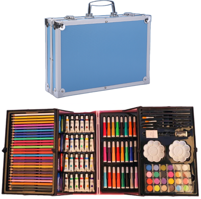 토이다락방 프리미엄 미술 도구 세트 4단 케이스 145p, 145개, 스카이블루