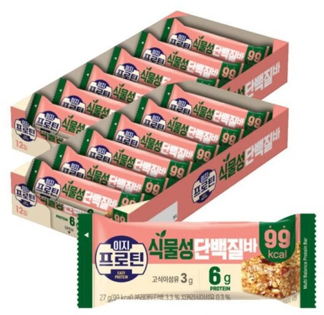이지프로틴 식물성 단백질바 27g 12개입 탕비실 대용량 간식 디저트, 12개 - 쿠팡
