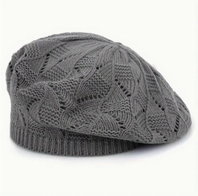 [봄시즌 SALE] 버섯언니 H13 봄 얇은 니트 나들이모자 통기성 베레모 뜨게 빵모자