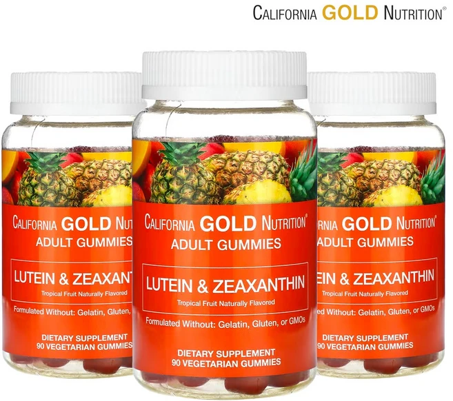캘리포니아골드뉴트리션 루테인 지아잔틴 구미 트로피칼 90구미젤리 3개 메리골드 열대과일맛, 90정 - 쿠팡