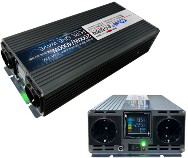KDsafe 컬러LCD 인버터 2000W 12V 한국형 순수정현파 220V 10.3V-17V, 1개