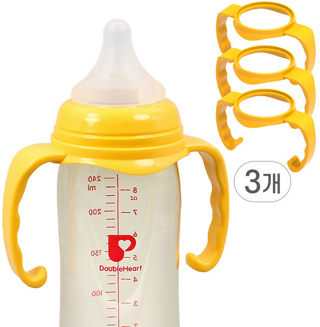 [판매자특가] 순수아 젖병손잡이 일반형 3개 (더블하트 2세대/유리 젖병 호환), 1세트