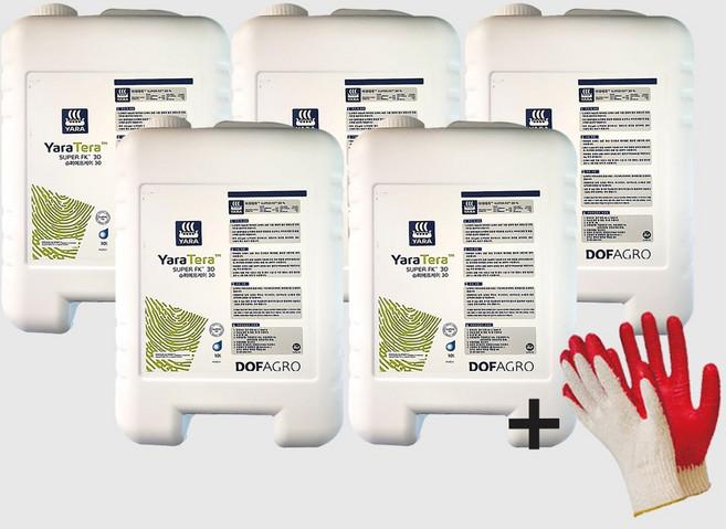 야라 테라 슈퍼FK 관주 폴리인산비료 칼슘 제1인산가리 수확량증대 뿌리발근제 +장갑구성, 5세트, 10L