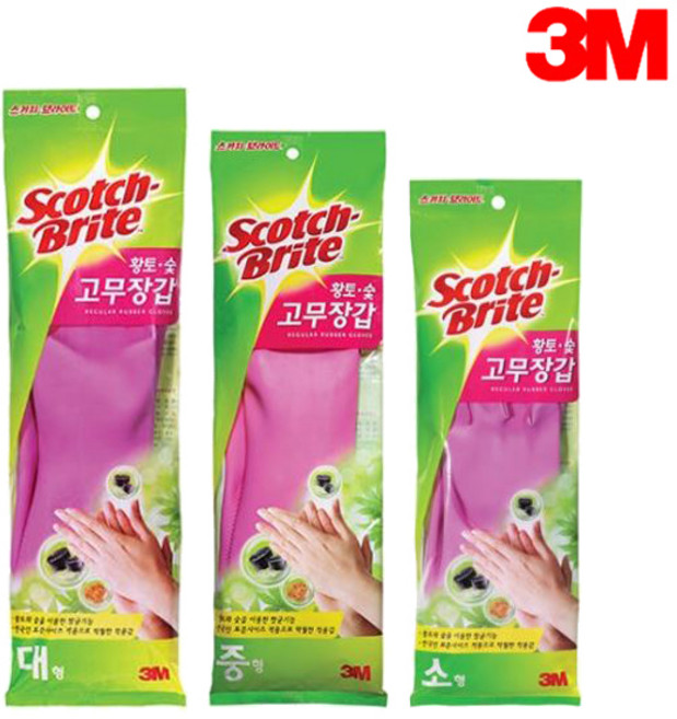 3M 스카치브라이트 황토 숯 고무장갑 일반형 / 고리형, 1개