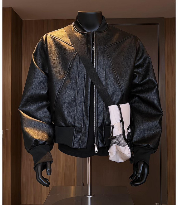 Neirny 남성 가죽 집업 자켓 가을 겨울 탈부착 카고 코트 캐주얼 남자 무스탕 빅사이즈 야구점퍼