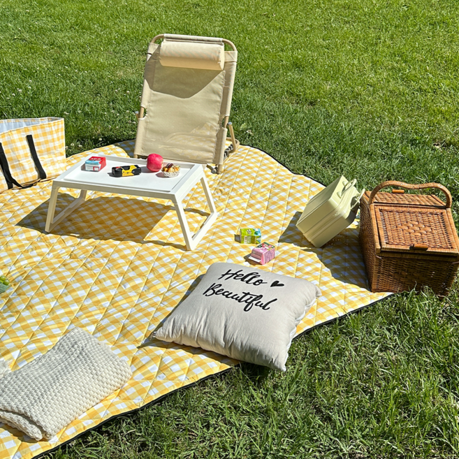 솜솜라이크 피크닉 매트 두꺼운 방수 돗자리, 기본 옐로우