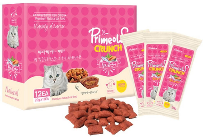고양이 간식 크런치 참치 연어 20g 12P 반려묘 과자, 1개