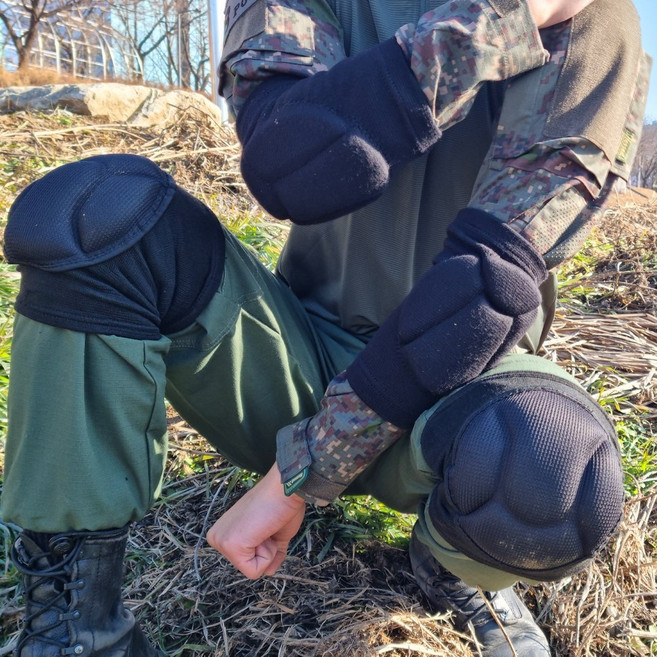 무브탑 왕쿠션 팔꿈치+무릎 보호대 세트 유격 인라인 댄스 자전거 군입대 논산 훈련소 준비물, 1개