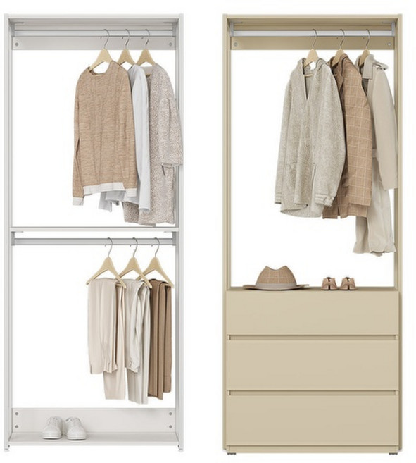 한샘 스테이 드레스룸 84cm 단독형 10종, 컬러 화이트 / 모듈:A형 : 짧은옷행거형(A)