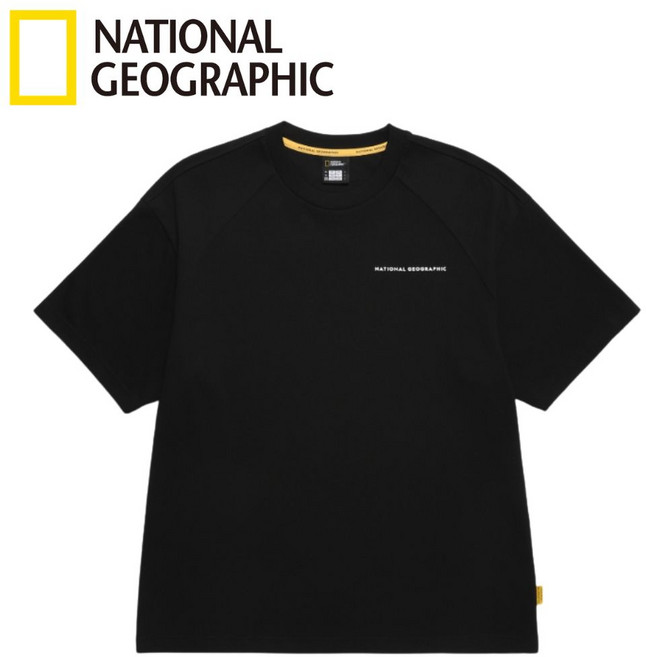 내셔널지오그래픽 남여공용 세미오버핏 컴포터블 반팔 티셔츠 블랙