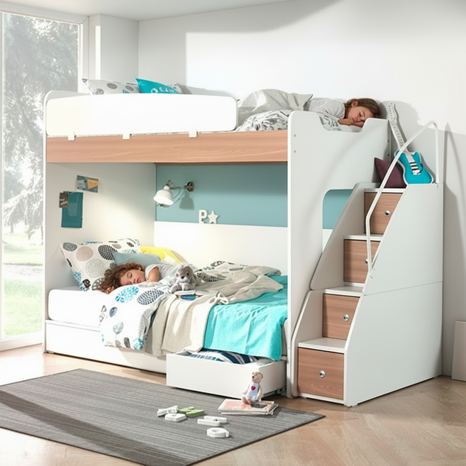 [보루네오] 엘리브 스타 이층침대 수납계단형 ys020-1, 오크