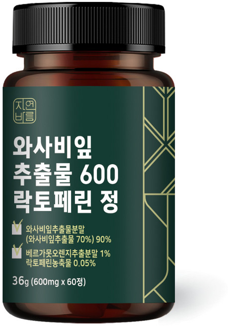 자연바름 와사비잎 추출물 600 락토페린 와사비 잎, 60정, 1개