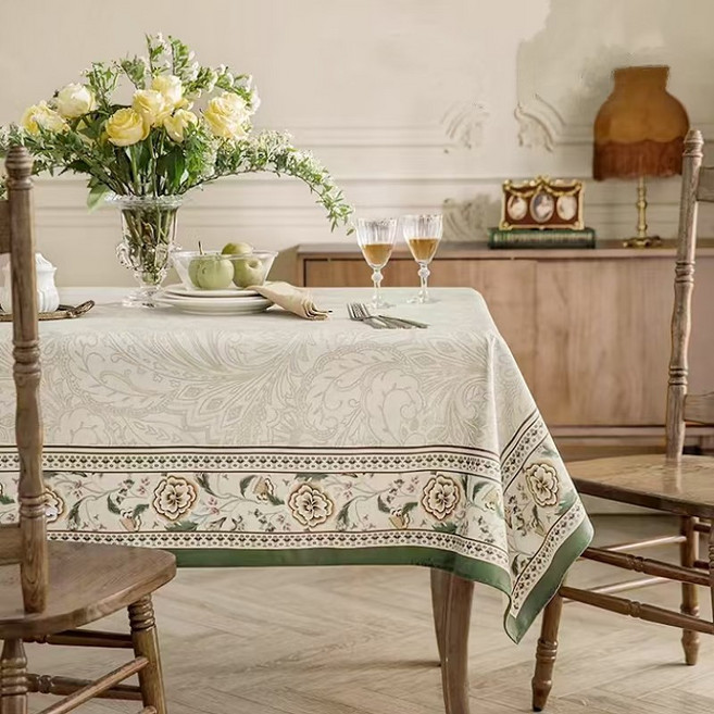 타오진 로맨틱 프렌치 고급 방수방유 테이블보 거실테이블보, 130cm*180cm, 꽃가지-간결한 가지의 꽃, 1개