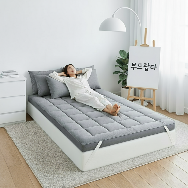 SINEET 사계절 침대 토퍼 매트리스 푹신한 매트리스 KIC793, 그레이