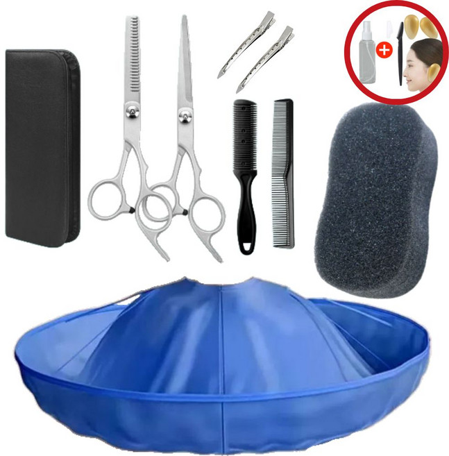 브라이프 누구나셀프 홈커트 가정용 미용가위세트, 1세트, 미용가위 세트+커트보+스펀지