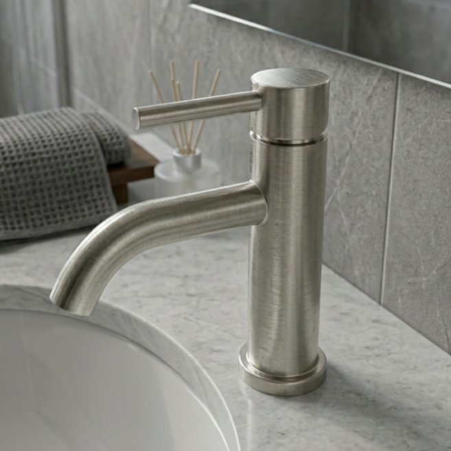 무광 스텐304 원홀 세면대 수전 고급, 1개, 무광크롬