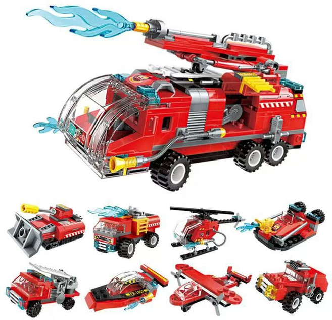 [나노킹-감성블럭] 구조대 시리즈 블럭 DN044, 소방차, 8개
