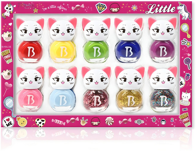 바블리 냥이 어린이 매니큐어 10종 선물세트, 혼합색상, 1개