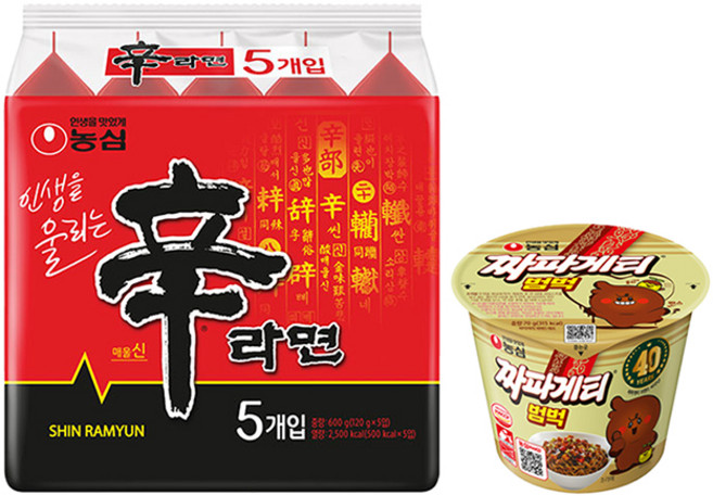 농심 짜파게티범벅(70g15개입)+농심 신라면10봉지, 단품