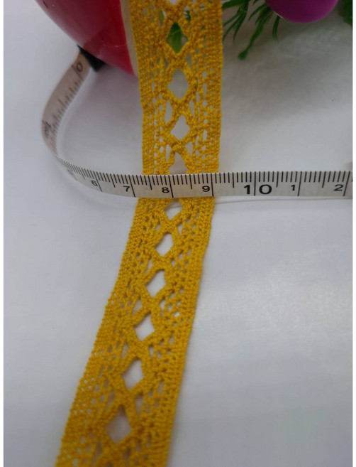 愛心手工材料鋪 蕾絲花邊 棉線花邊 7公分寬 雙面雙邊花邊 拼布手工材料, 1個, 14好芥黃色2公分, 14好芥黃色