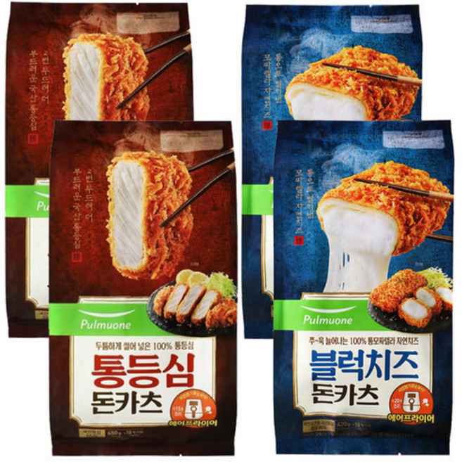 풀무원 통등심 돈카츠 2개+블럭치즈 2개 돈까스 저녁 메뉴 간식 간단한 간편조리 편의점, 420g, 1개