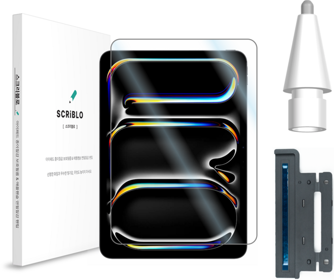 스크리블로(SCRiBLO) 아이패드용 고투명 종이질감 보호 필름 / 애플펜슬 펜팁, 1개, Clear