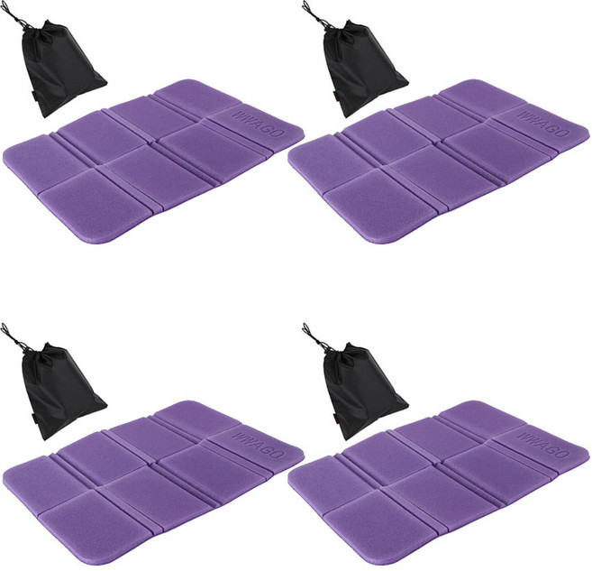 오마이남친 휴대용 접이식 등산방석, 퍼플 4개+파우치 4개