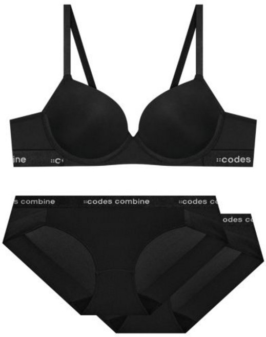 베이직 노와이어 브라1+팬티2 세트(CEWBRBPBP162BK) 2898345