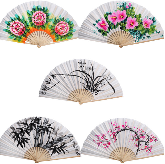 도담 무용천부채 흰살, 1개, 난초