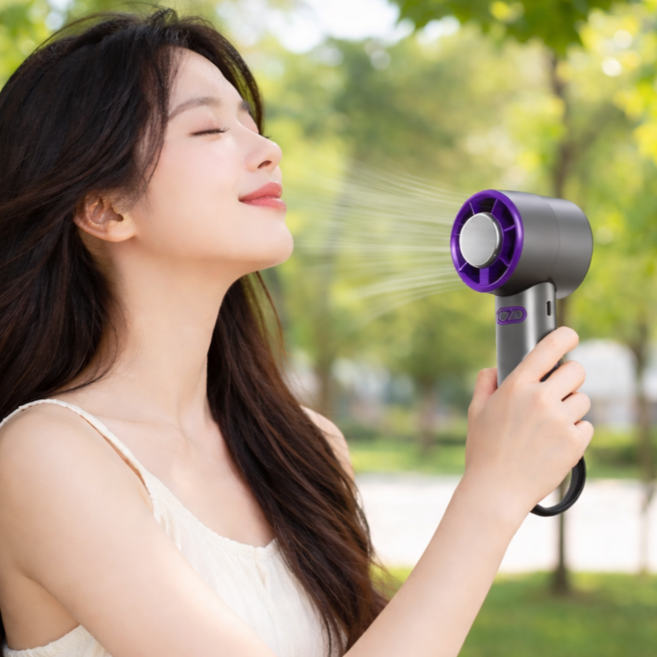 휴대용 핸디 선풍기 USB 충전 미니 선풍기 저소음 강력 바람, 은회색, Y32