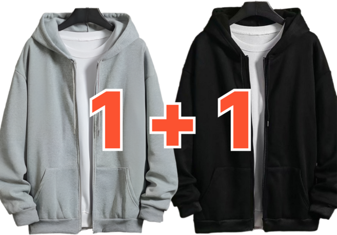 루닌 남녀공용 무지 데일리 오버핏 후드집업