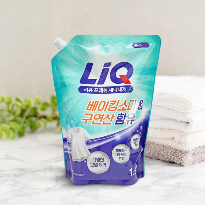 리큐 프레쉬 세탁세제 일반용 보충형 리필, 1.6L, 6개
