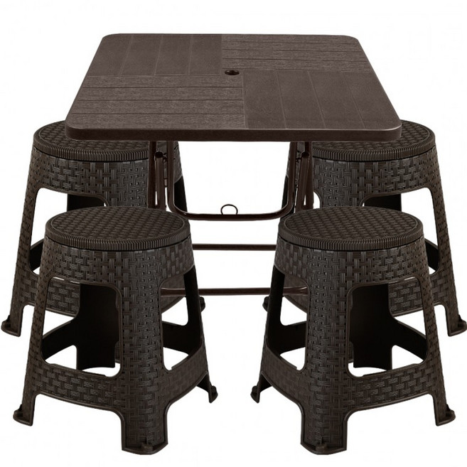 플라스틱 야외테이블 테라스 편의점 파라솔 테이블 4인세트, N테이블의자12