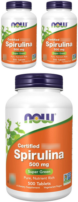 NOW Foods 螺旋藻500mg素食錠, 500顆, 3罐