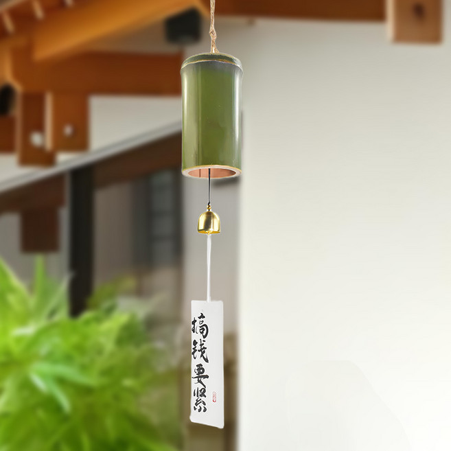 DFMEI 竹風鈴竹子製品竹子風鈴天然竹戶外中式竹筒竹編風鈴diy掛件掛飾, 成品豎立外徑6-7cm總長52cm左右