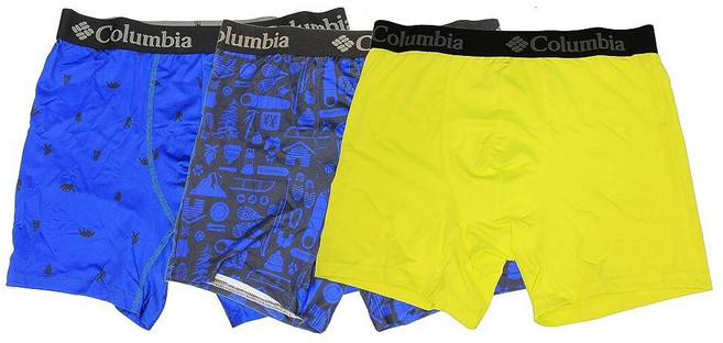 Columbia 프린트 폴리에스터/스트레치 3팩 단색 복서 브리프 대학 Cnv/Bind/Radia XXL