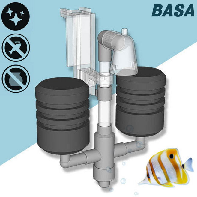 BASA 스펀지 여과기 미니 쌍기 그레이 일체형 블랙 4종 / 바사 어항 수족관 필터 테트라 구피 열대어 청소, 1개