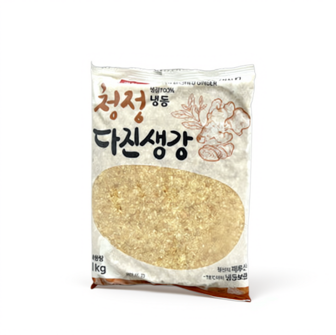 냉동 다진 생강 1kg 아이스박스포장 [ 업소용 식당용 대용량 손질 천연향신료 식자재 ], 1개