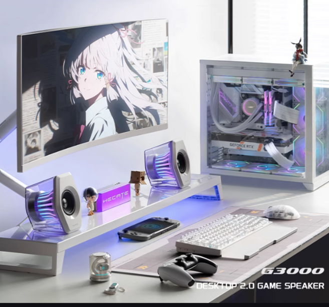 에디파이어 Edifier G3000 데스크탑 블루투스 스피커 PC스키커 광능2.0 게이밍 스피커 고음질 3모드 트루펙트신상, 화이트, G3000버전